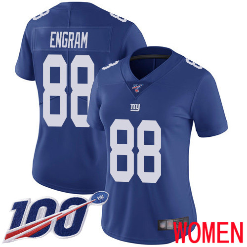 Women New York Giants #88 Evan Engram Royal Blue Team Color Vapor Untouchable Limited Player 100th Season Football NFL Jersey